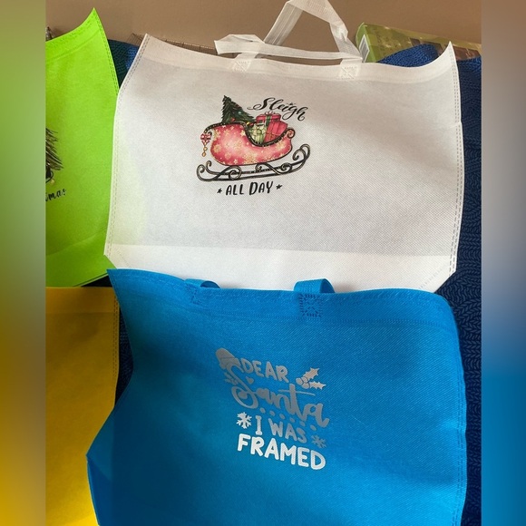 Hand Pressed Set of 4 Holiday Reusable Gift Bags! - Picture 3 of 3